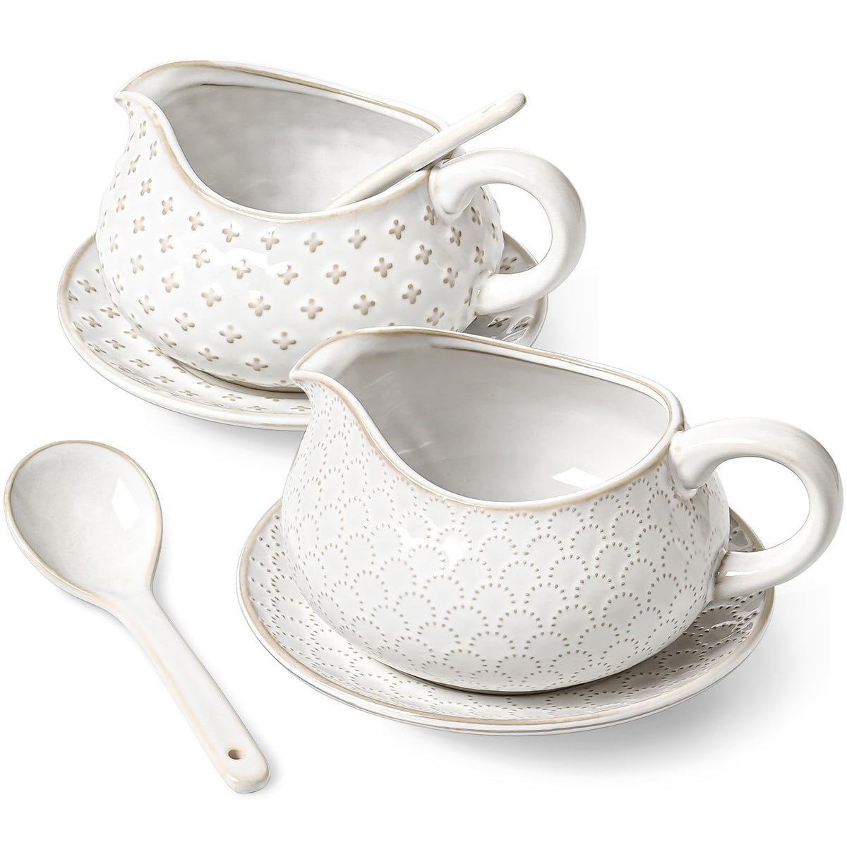 Gravy Boat with Ladle and Saucer Stand 24oz, Ceramic Sauce Boat with Tray for Salad Dressings, Creamer, Broth, Black