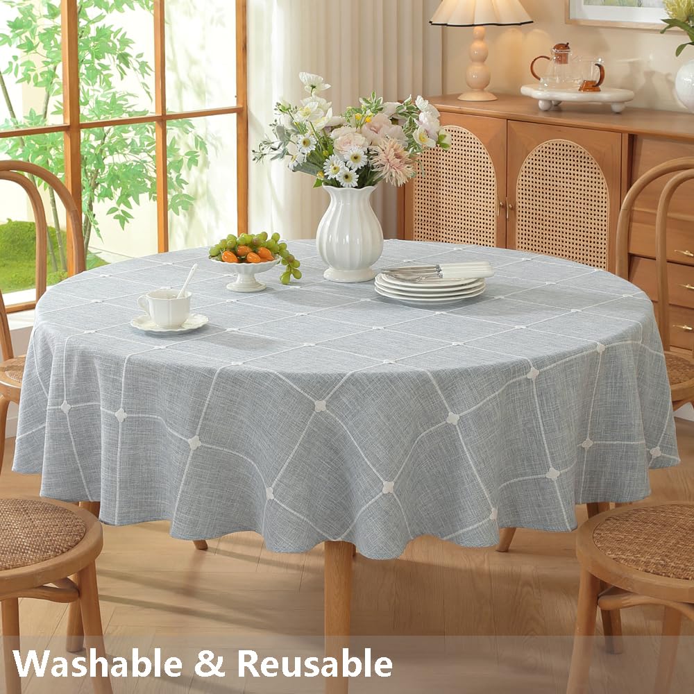 Blue 70 Inch Round Tablecloth Farmhouse Outdoor Picnic Table Cover