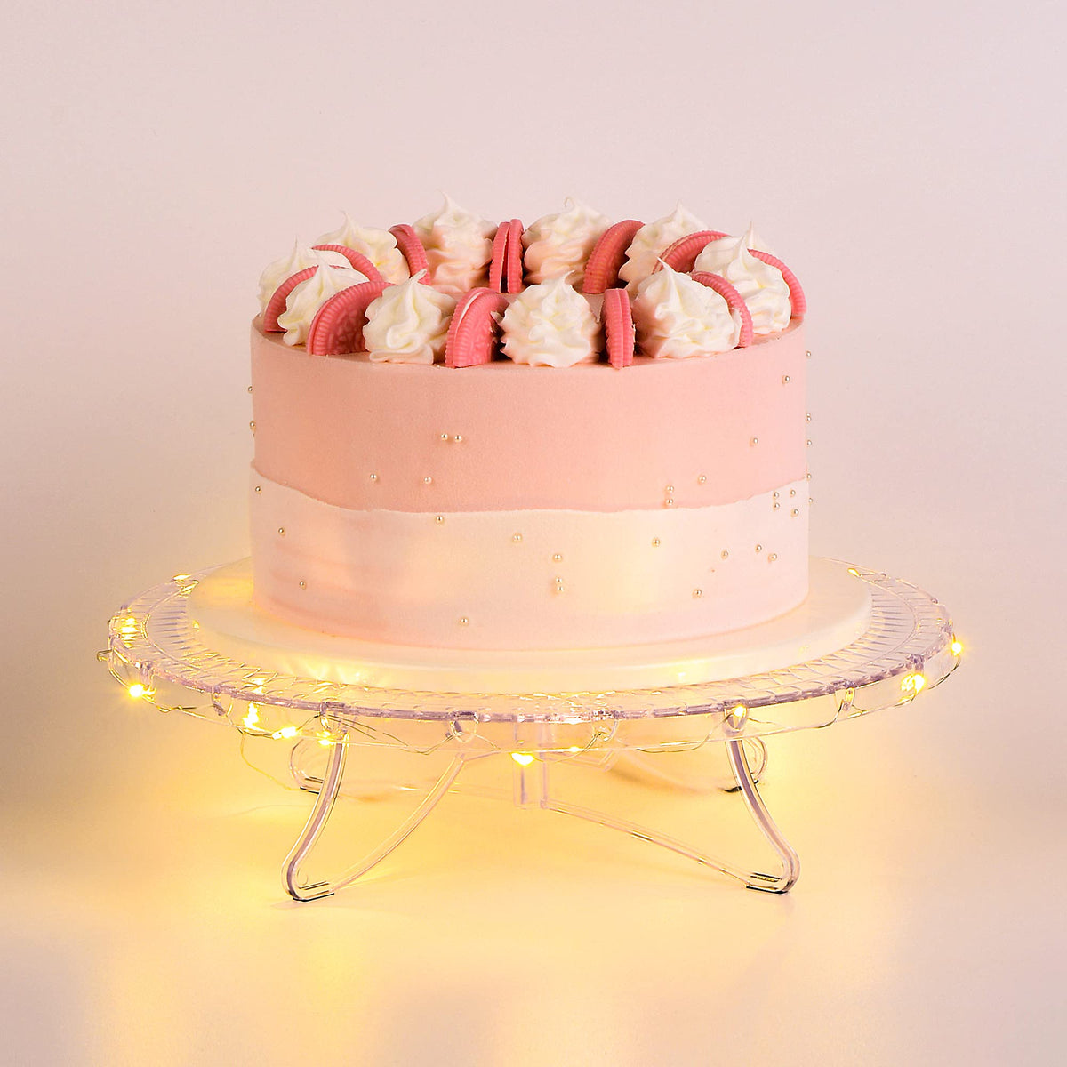 12inch Clear Round Cake Stand with String Lights