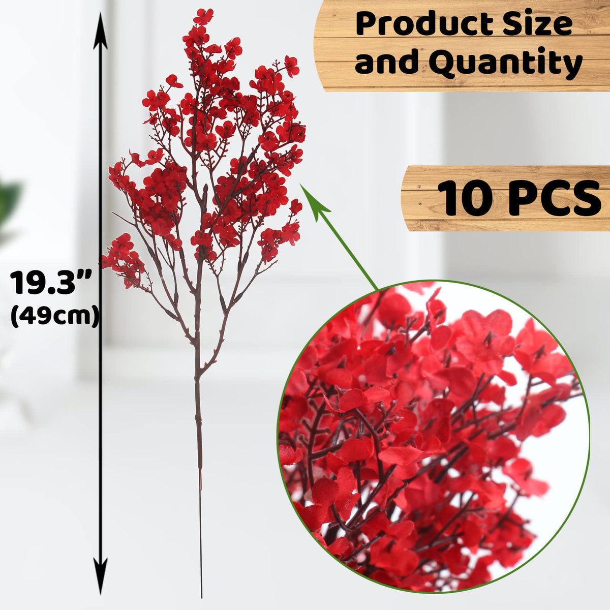10 Pcs 4th of July Flowers Artificial Babys Breath Fake Silk Red White Blue Patriotic Flowers for Independence Day