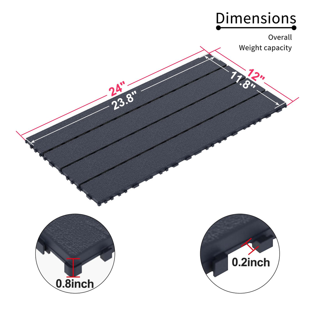 Patio Deck Tiles, Interlocking Decking Tiles Floor Tile, Easy and Quick Installation Court Tiles for Porch Poolside