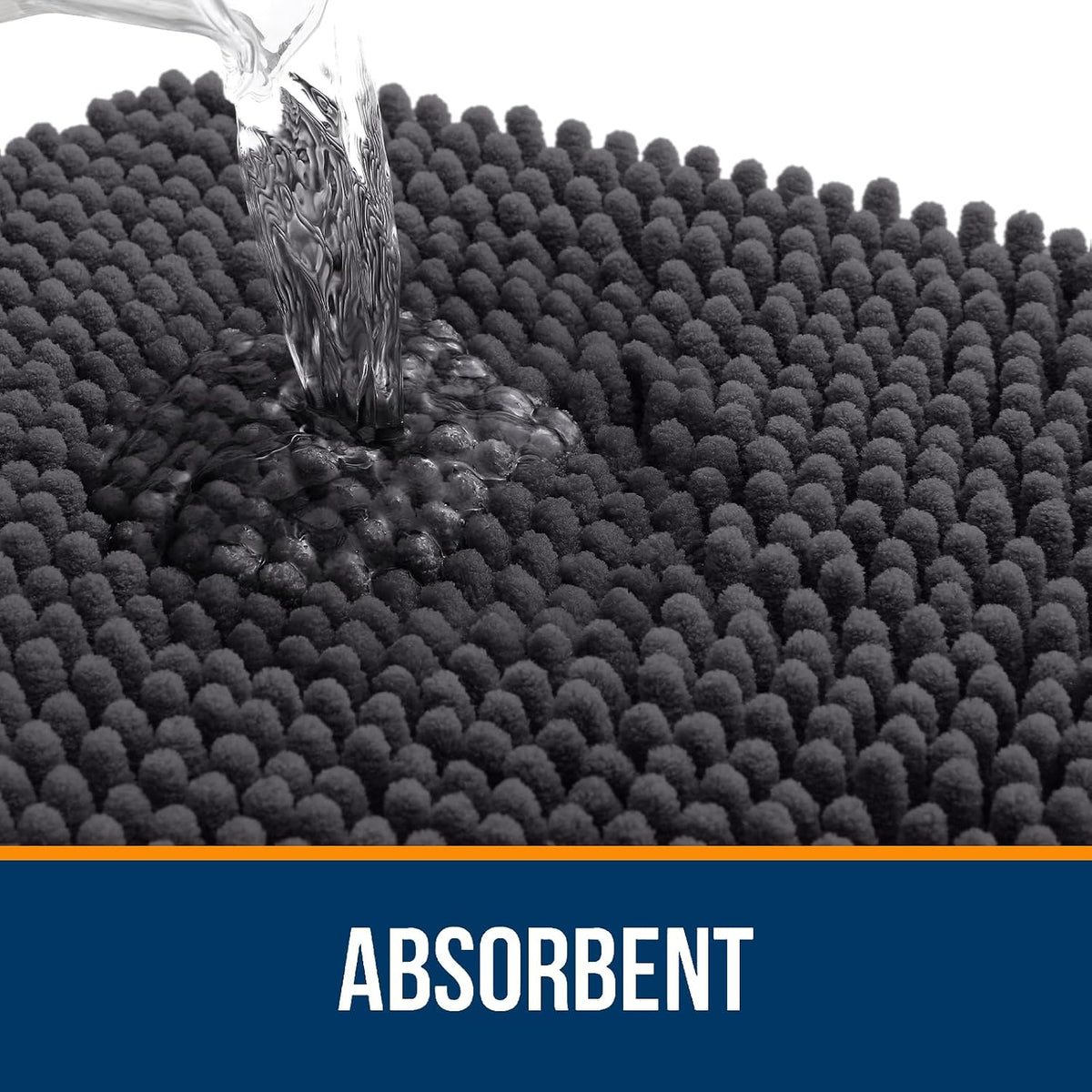Bathroom Rugs 30x20, Extra Soft Absorbent Chenille Bath Rugs | Dark Grey, Quick-Drying Rubber Backing, Machine