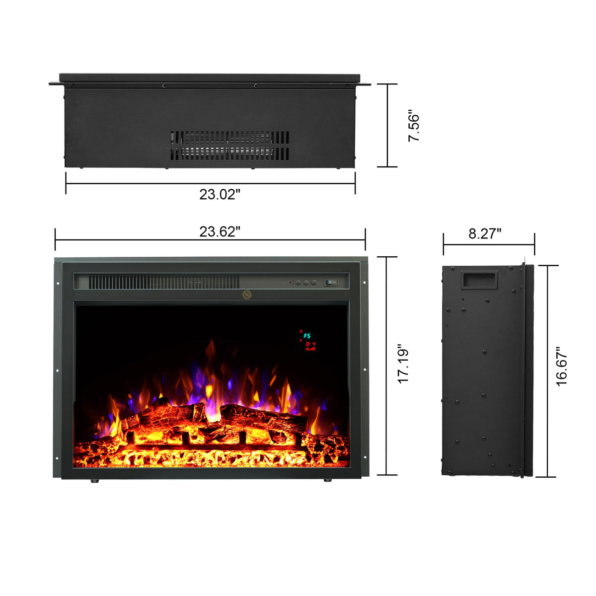42" Electric Fireplace with Mantel, Freestanding 23" Electric Fireplace with Stone Brick Mantel Surround, Brown