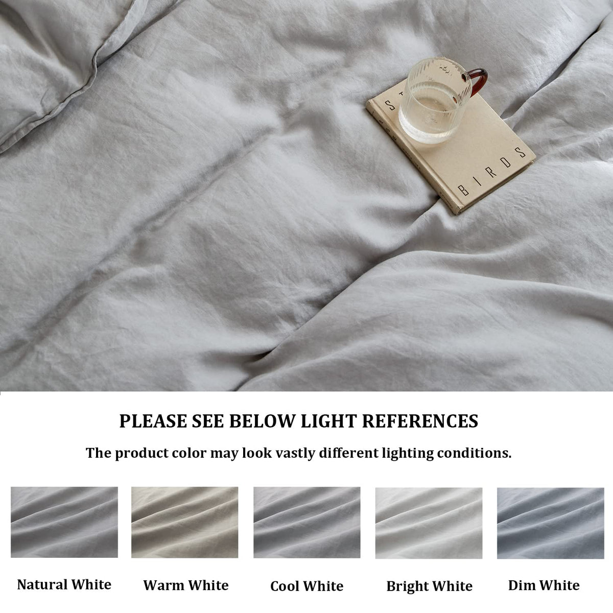 100% Linen Duvet Cover Set, 3 Piece Soft Breathable