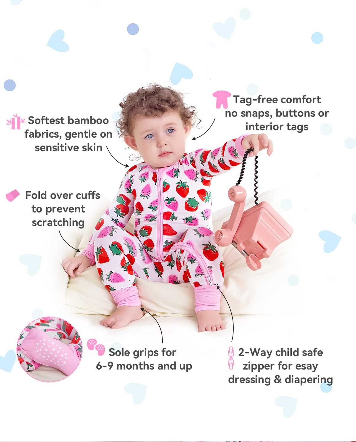 Bamboo Viscose Baby Footie Pajama, Zipper Pajamas for Baby Boys & Baby Girls