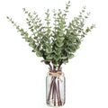 17.5" Artificial Eucalyptus Stems in Glass Vase with Faux Water(Sage Green)