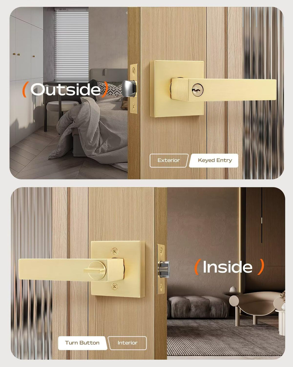 Keyed Entry Door Knob with Lock, Heavy Duty Front Door Handle