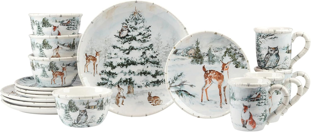 Winter Frost 16 Pc Dinnerware Set, Service for 4