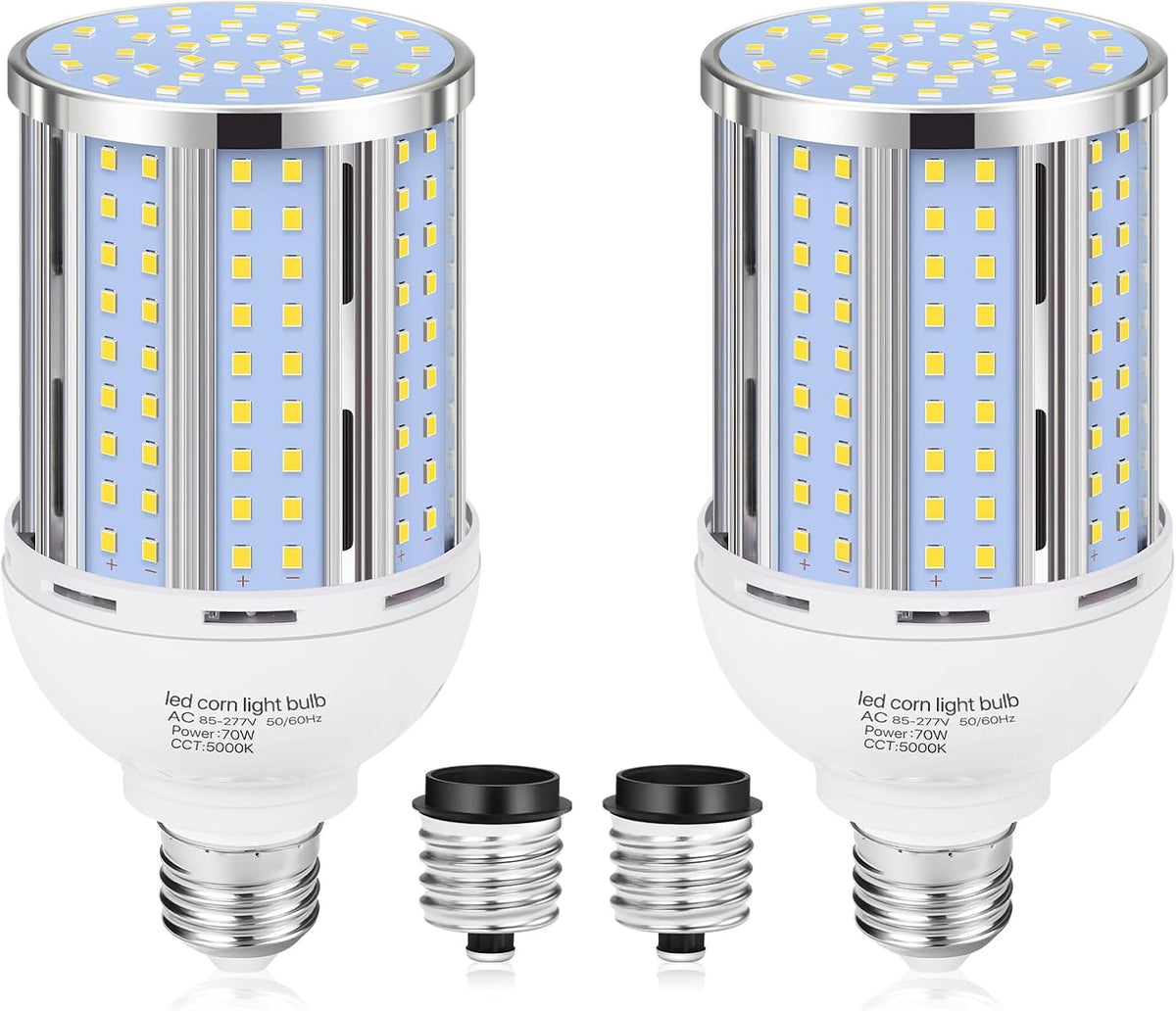 70W LED Corn Light Bulb(2 Pack),(700 Watt Equivalent) Fanless E26/E39 Medium/Large Mogul Base LED Cob Lamp 5000K