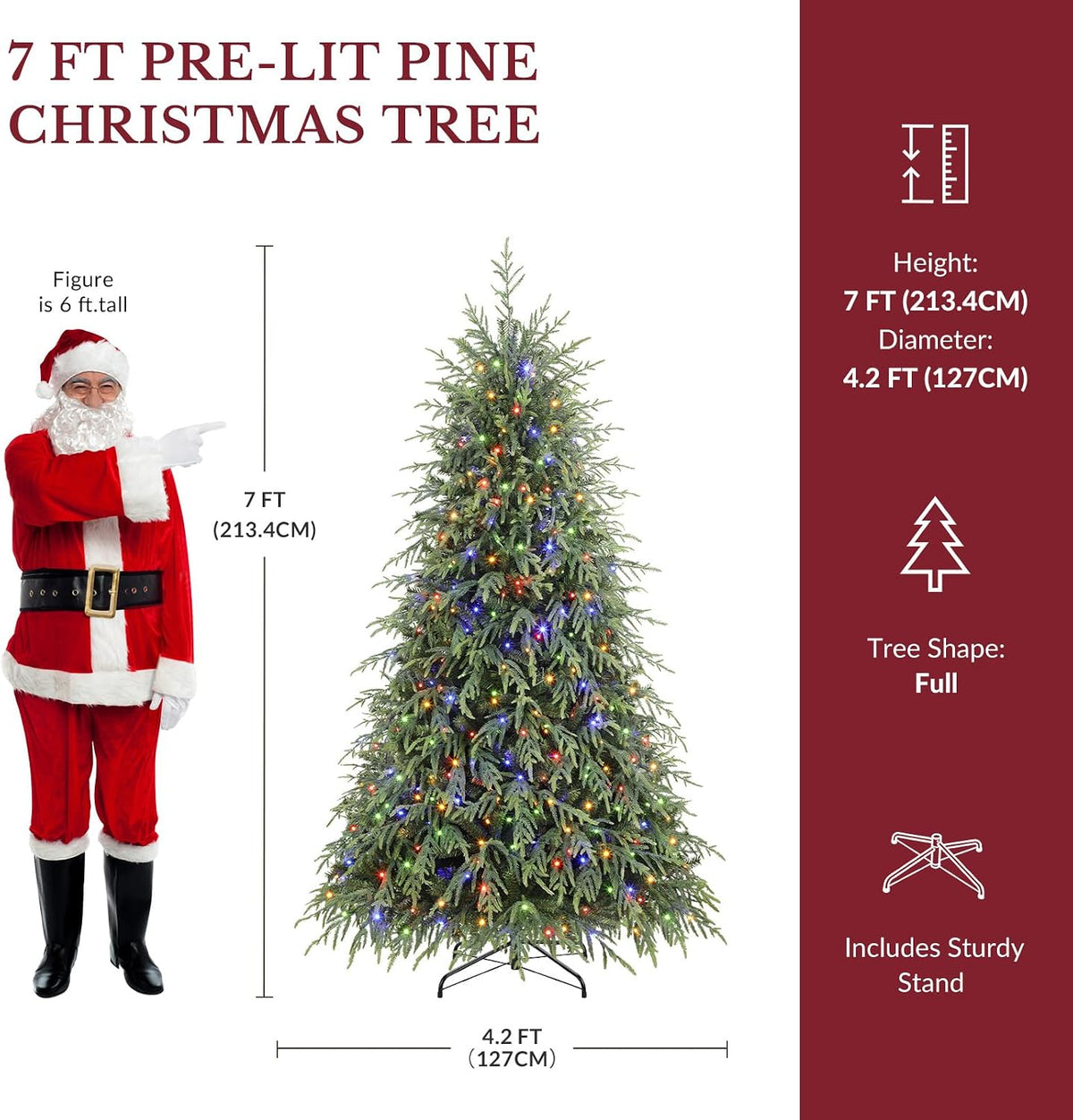 Prelit Artificial Norfolk Pine Christmas Tree Color Lights