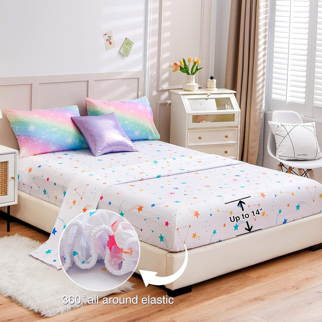 6Pcs Gradient Glitter Full Comforter Sets for Kids - Set of 6