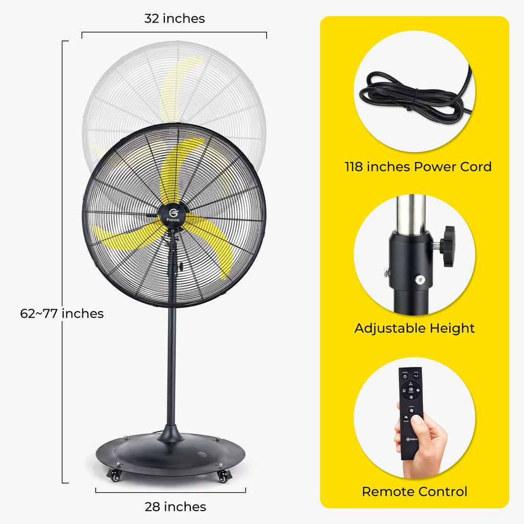 20" Outdoor Oscillating Pedestal Fan,Quiet,High Velocity