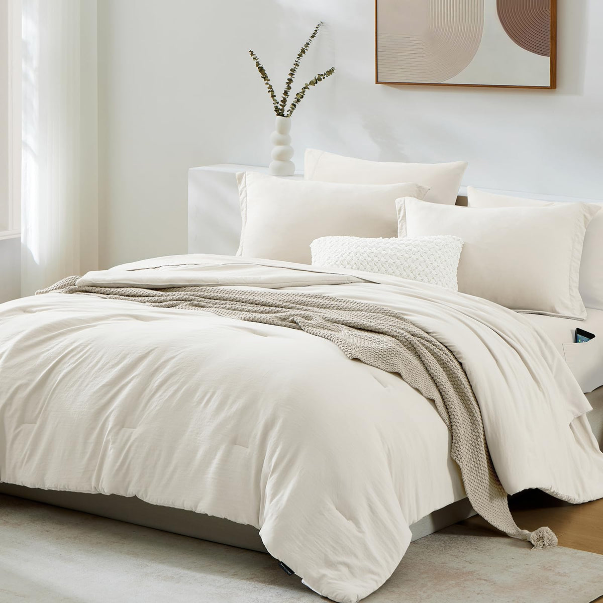 Comforter Set-7 Pieces Soft Prewashed Bed in a Bag Bedding Sets