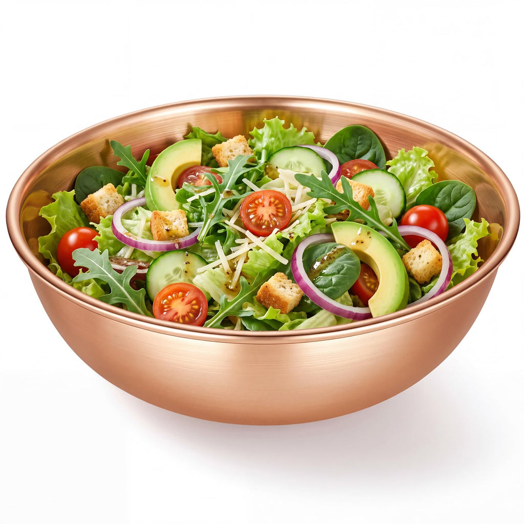 7.36 Inch Pure Copper Mixing Bowl 1.5 Qt Salad Bowl Hand Wash Only, Classic