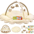In-1 Plush Baby Play Gym, Activity Mat with Convertible Gym, Baby Gym 6 Sensory Toys, Play Center for Newborn to