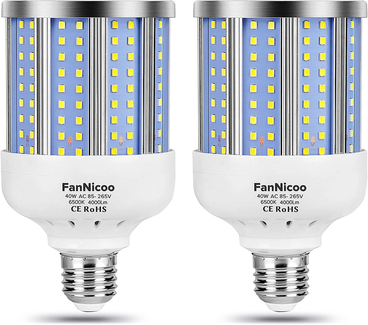 2 Pack 280W Equivalent LED Corn Light Bulb, 4000 Lumen 6500K Cool White Daylight 40W LED Corn Lamp,E26/E27 Medium