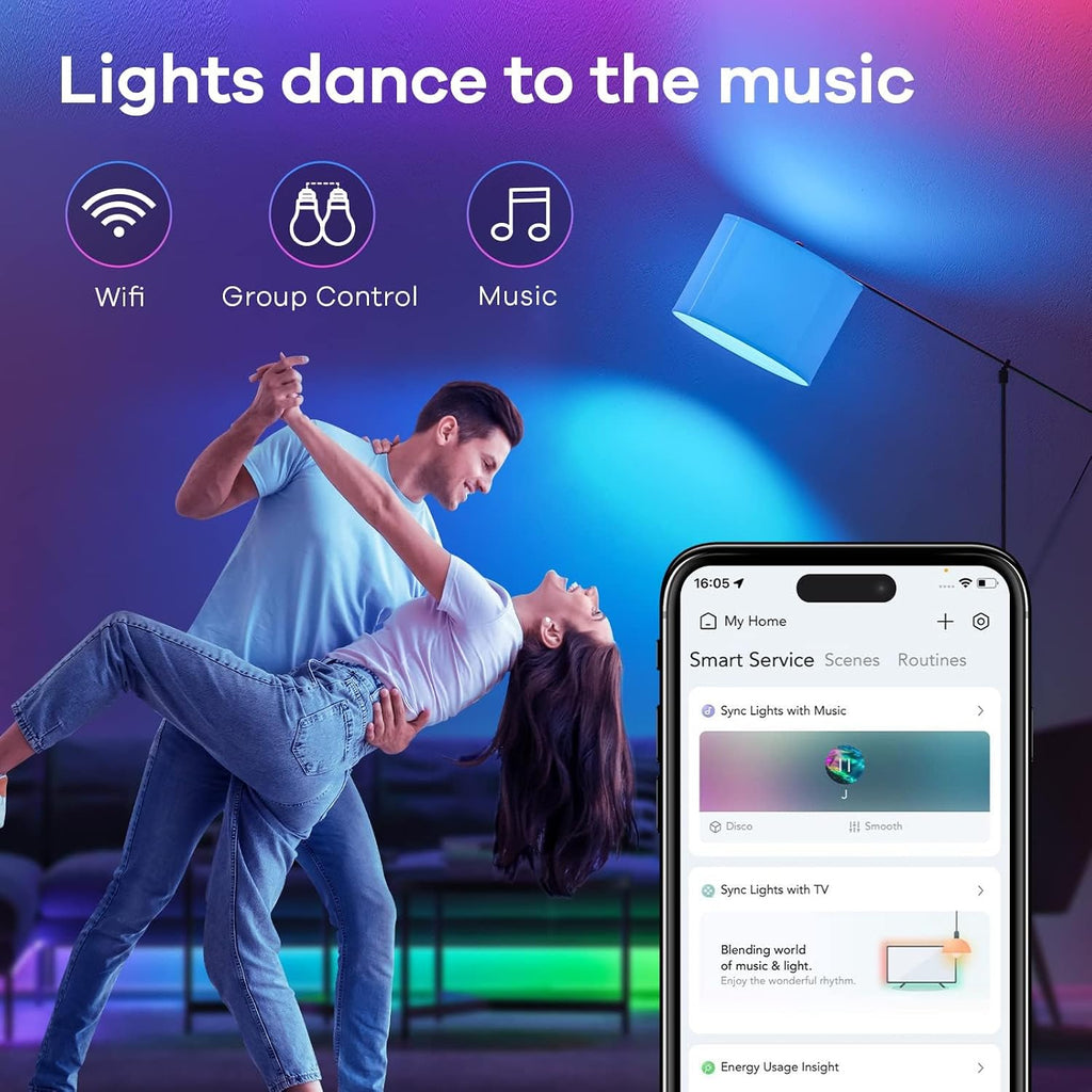 Matter Smart Light Bulb, Smart Bulbs Compatible with Alexa/Apple Home/Google Home, Color Changing Light Bulbs
