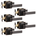 5 Pack Oil Rubbed Bronze Door Handle Interior Door Levers Privacy Bathroom Square Door Handles Keyless Straight Levers