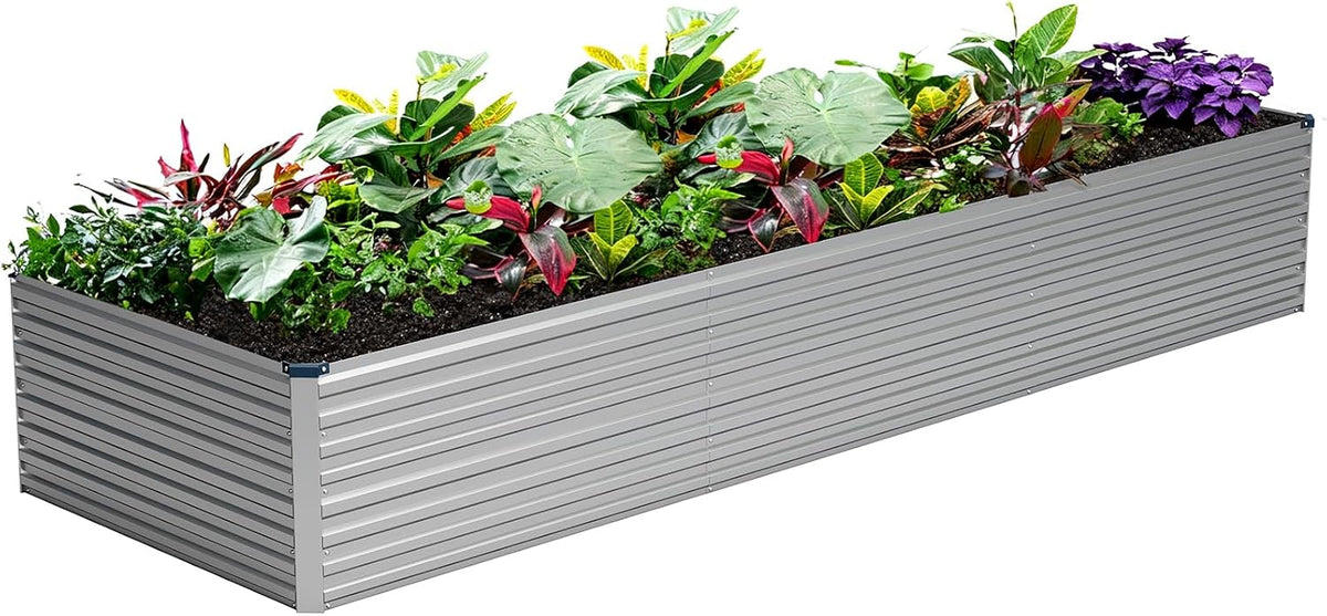 12x2x2ft Galvanized Raised Garden Bed,Metal Raised Beds Kit Silver