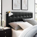 Black Faux Leather Tufted Queen Headboard with Classic Button Detail