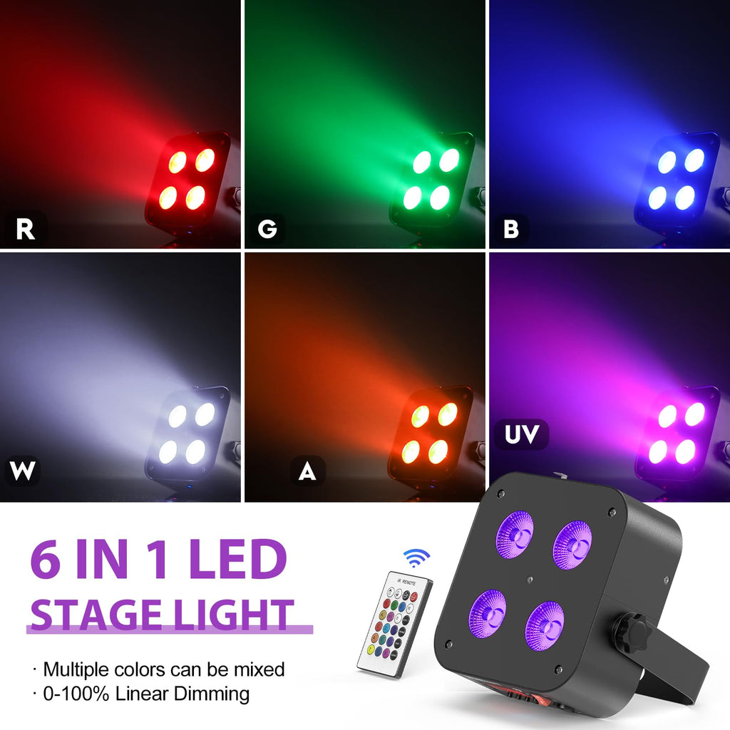 Mini Rechargeable Stage Lights, 6/8/10CH Par Lights