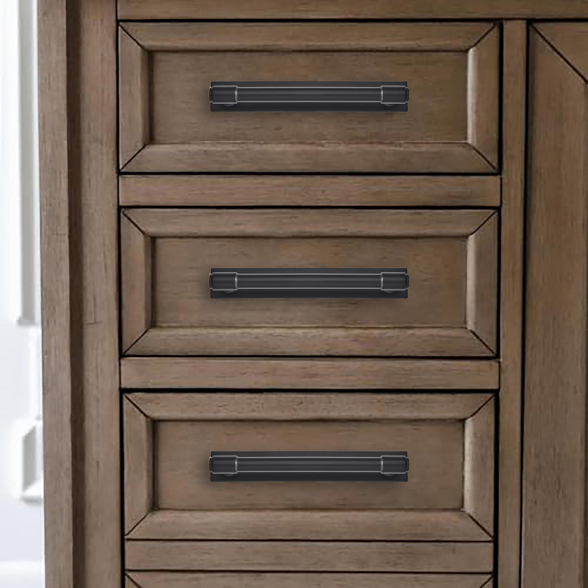 5 Pack 6 Inch(152 mm Center to Center Black Cabinet Pull Backplate with Base Plate Zinc Solid Matte Black Kitchen