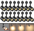 16 Pack Zoomable H Track Lighting Heads Dimmable, Black 12W