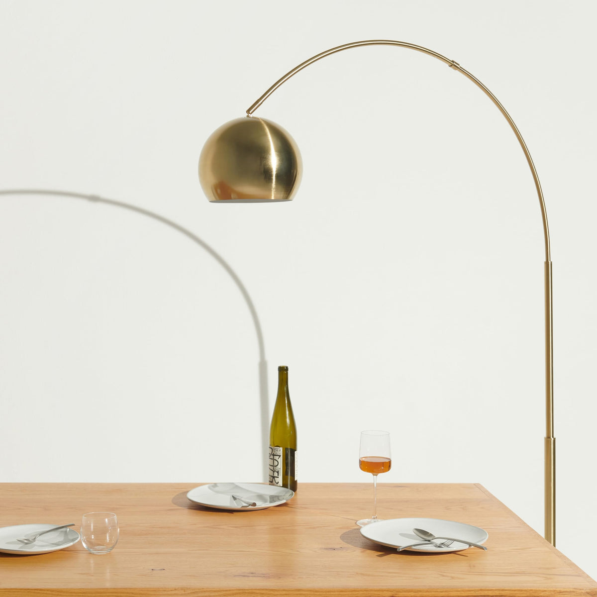 Inspired Arco Style Olivia Floor Lamp - Chic Arc Lamp with Rounded Spolight Head and Marble Base, Tall Standing Lamp with LED Light Bulb