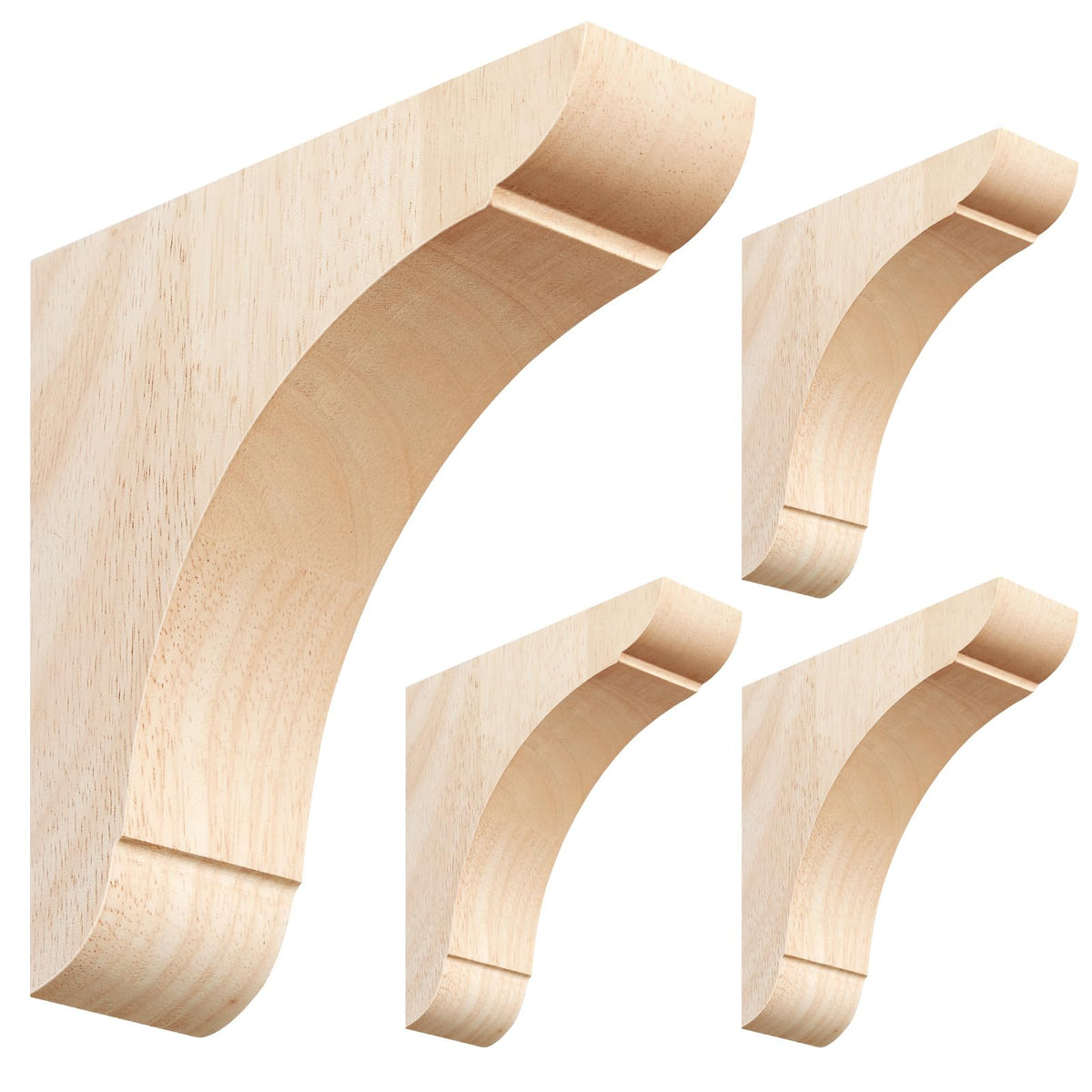 4 Pcs Wood Corbel Wooden Shelf Bracket, 8 x 8 x 1.75 Inches