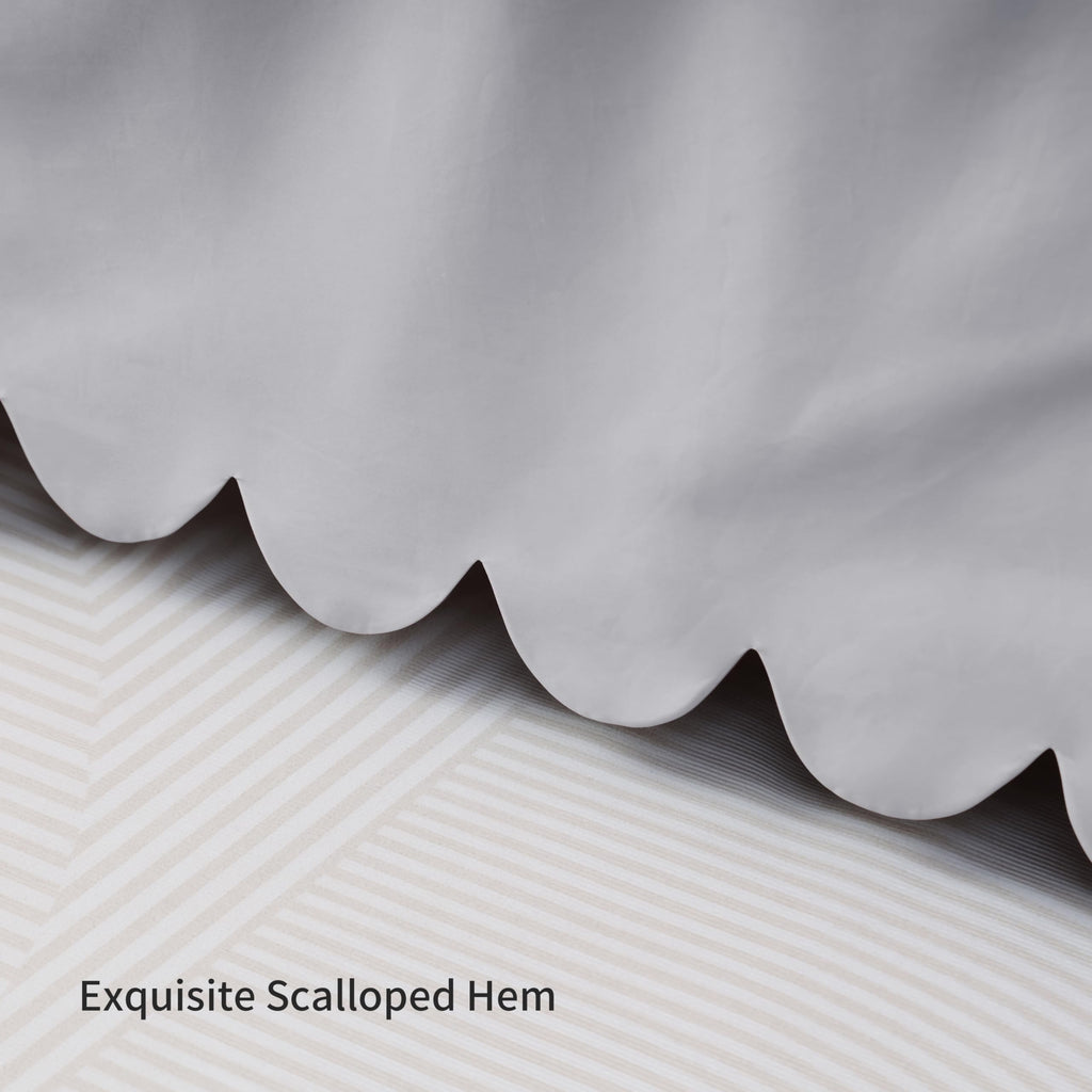 Scallop Edge Crib Skirt Grey, 100% Egyptian Cotton 400 Thread Count Crib Skirt Dust Ruffle,Double