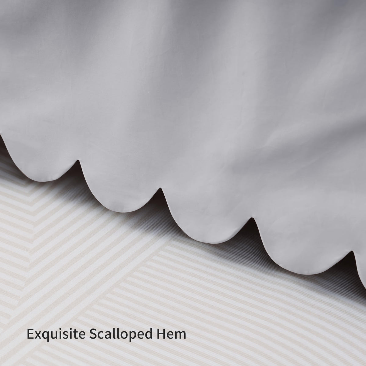 Scallop Edge Crib Skirt Grey, 100% Egyptian Cotton 400 Thread Count Crib Skirt Dust Ruffle,Double
