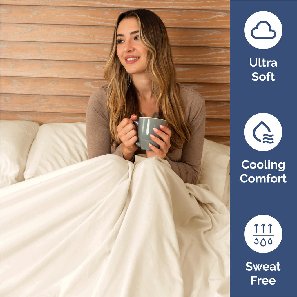 CGK 6pc Bed Sheet Set - Breathable & Cooling - Off White