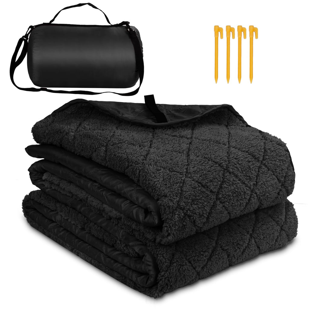Large Waterproof Outdoor Blanket 87"x67", Windproof & Warm, 300 GSM Sherpa