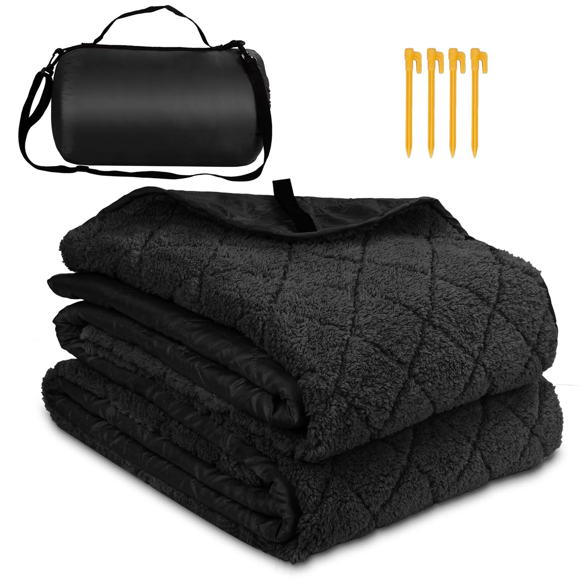 Large Waterproof Outdoor Blanket 87"x67", Windproof & Warm, 300 GSM Sherpa
