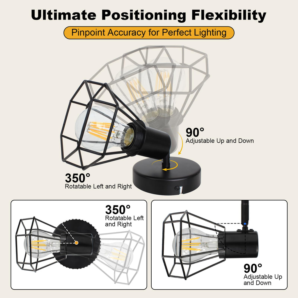 LED Track Lighting Fixture, 1-Light Adjustable Spot Light Black, E26