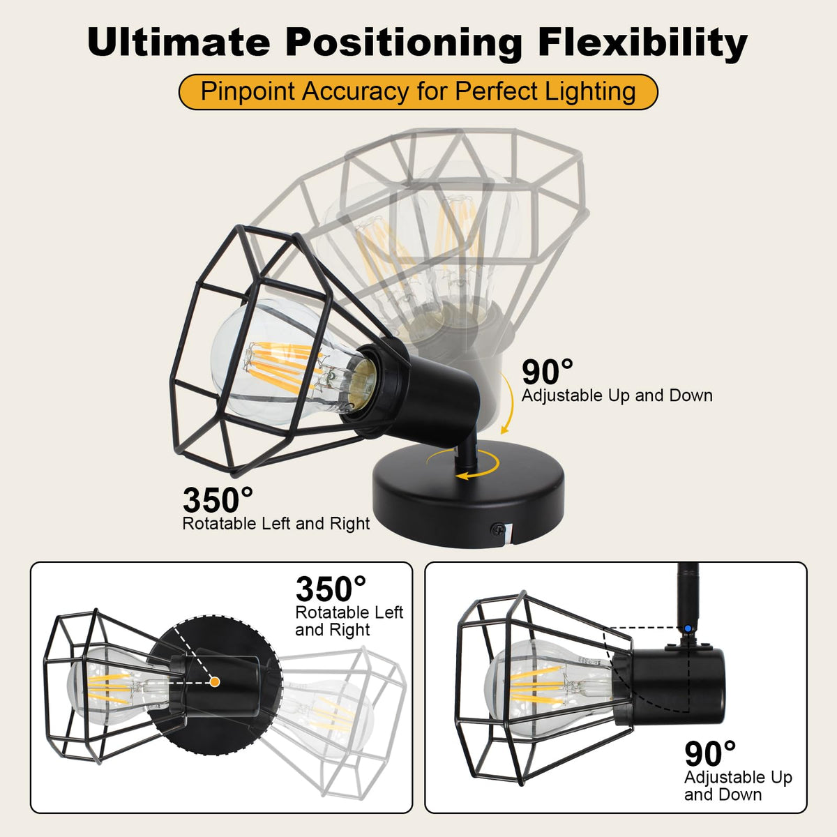 LED Track Lighting Fixture, 1-Light Adjustable Spot Light Black, E26