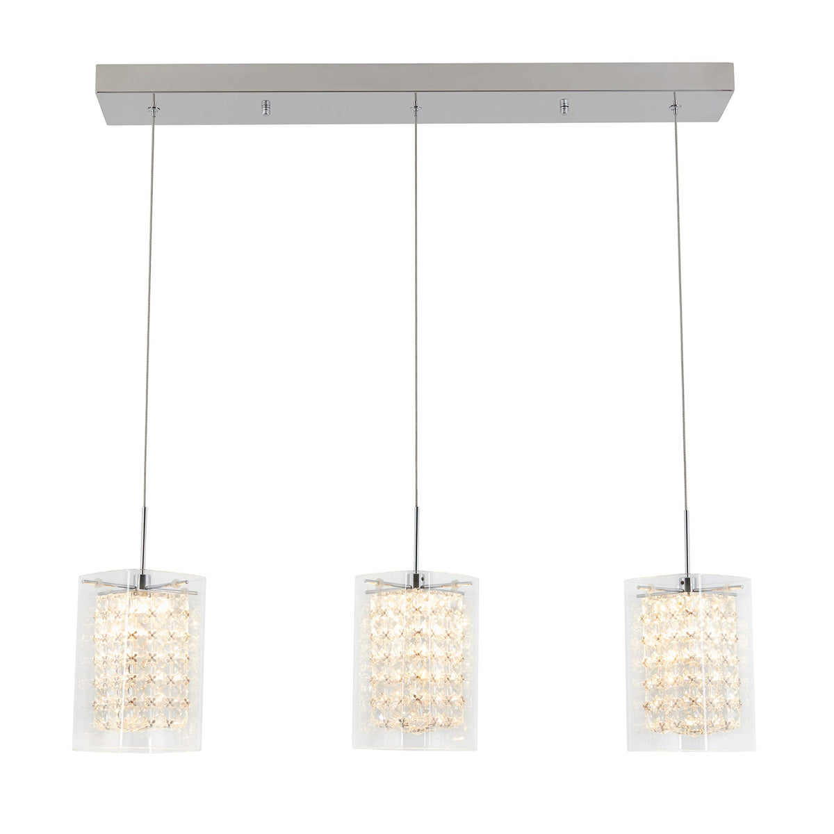Inspired Nelson Style Bubble Cube Pendant Light, 3, Chrome