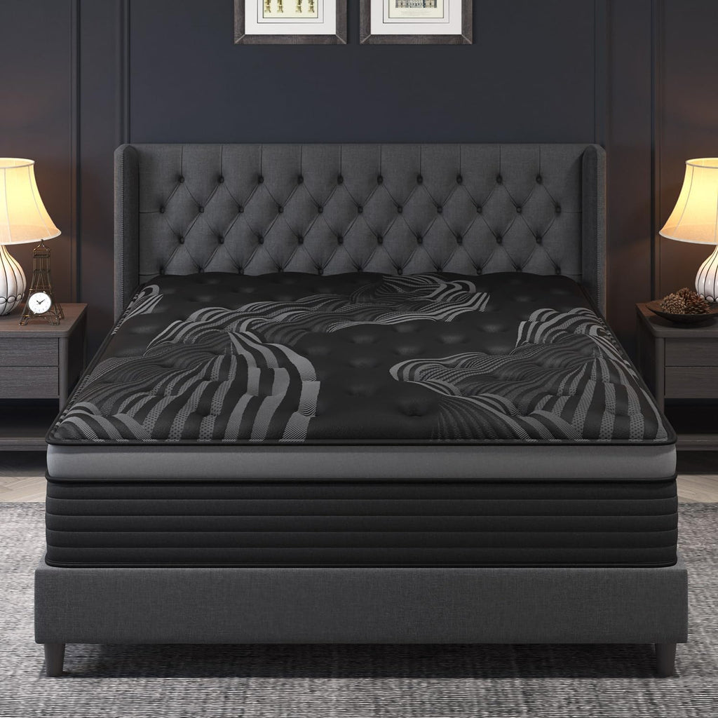Queen Mattress, 14 Inch Hybrid Mattresses, Medium-Firm Feel with Pocket Springs & Cooling Gel Memory Foam