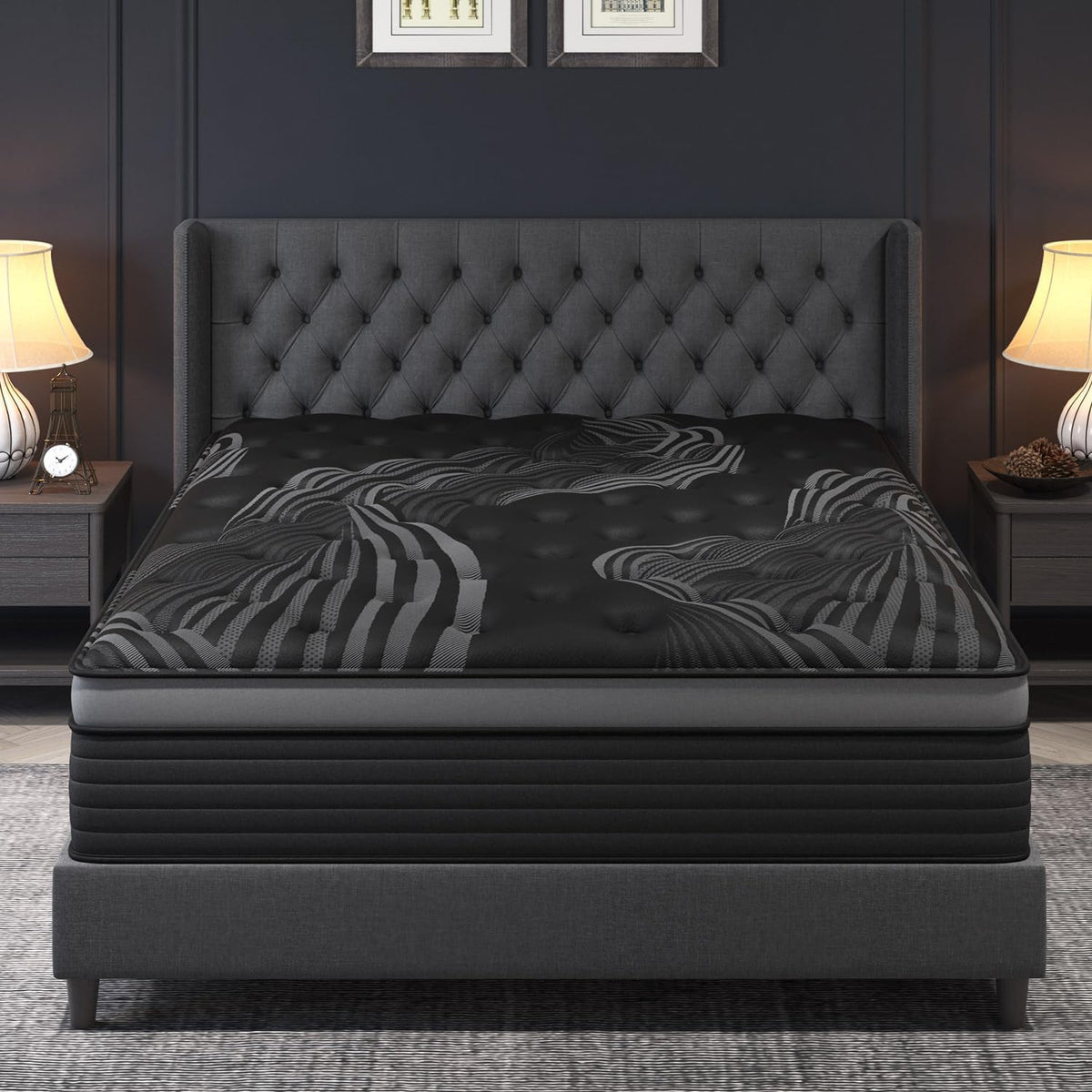 Queen Mattress, 14 Inch Hybrid Mattresses, Medium-Firm Feel with Pocket Springs & Cooling Gel Memory Foam
