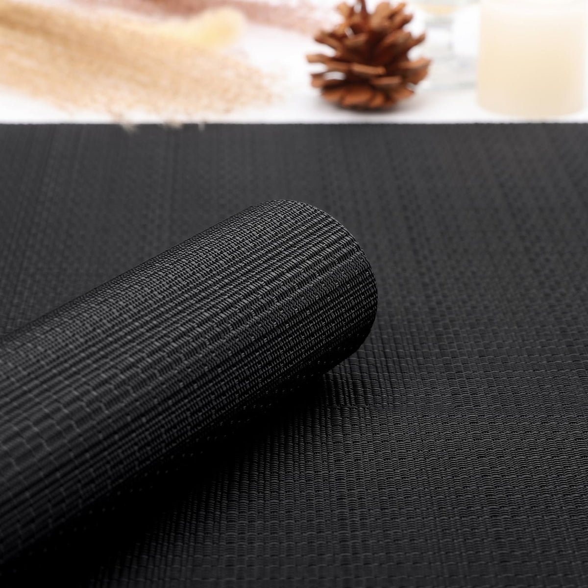 Black Placemats Set of 8 Kitchen and Dining Table Placemats