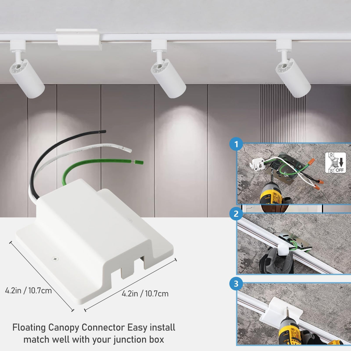 12 Lights LED Track Lighting Kit with 13FT H Track Lighting Rails & Floating Canopy Connector, GU10 Track Light Kit