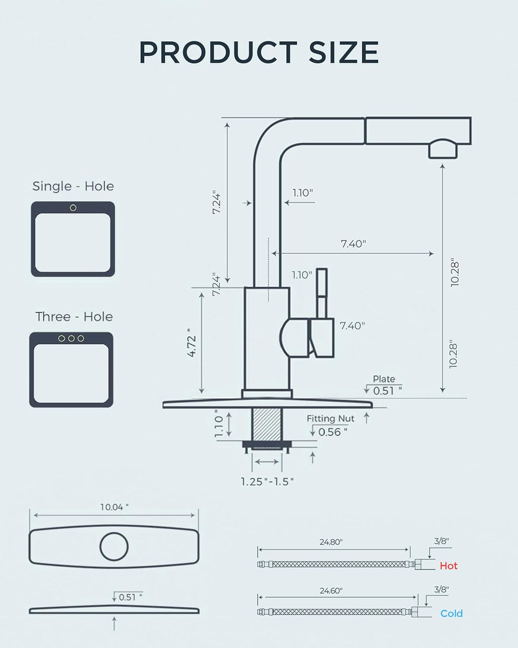 Kitchen Faucets with Pull Down Sprayer, Brushed Nickel Stainless Steel