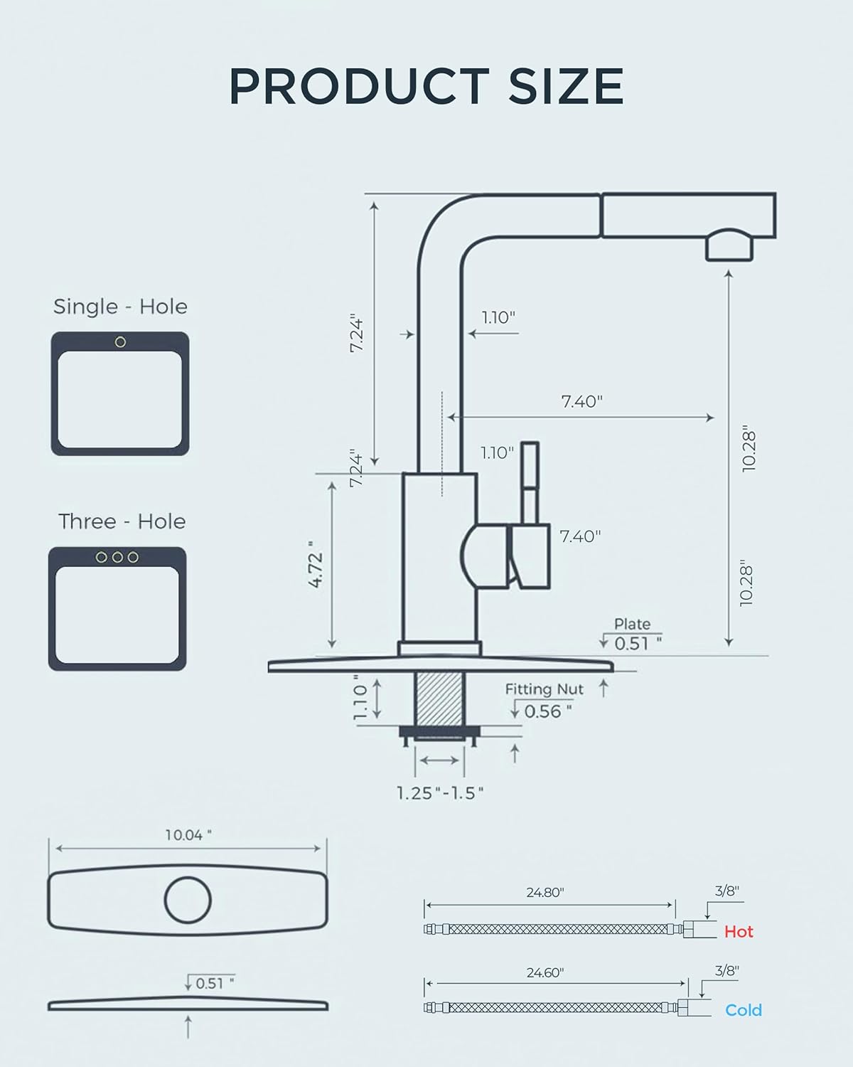 Kitchen Faucets with Pull Down Sprayer, Brushed Nickel Stainless Steel