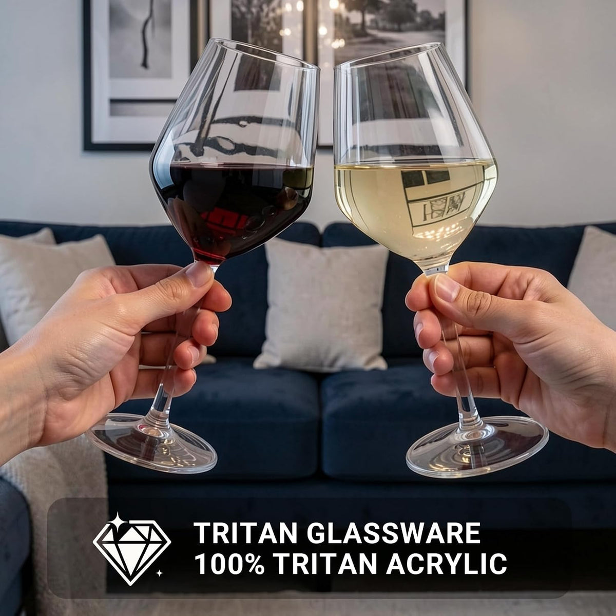 Unbreakable Stemmed Wine Glass 100% Tritan Plastic Dishwasher available Glassware 15 oz, Set of 4