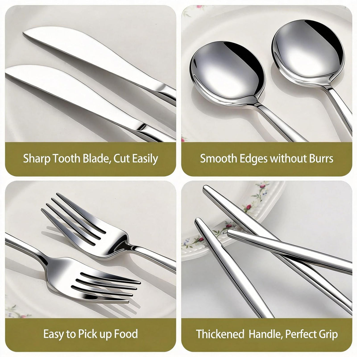 60-Piece Silverware Set for 20, Food Grade Stainless Steel Flatware Set with Thickened Forks Spoons Knives, Mirror