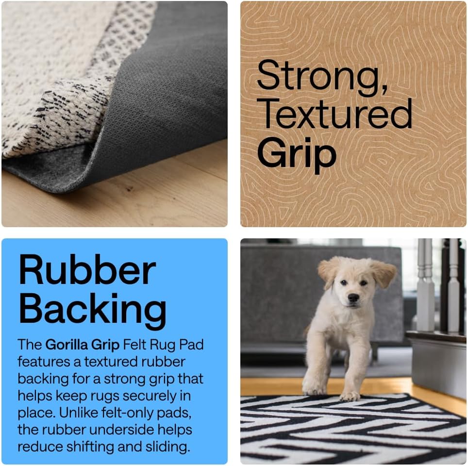 Felt Rug Pad for Hardwood Floors with Rubber Backing, 5x7 FT - Set of 35