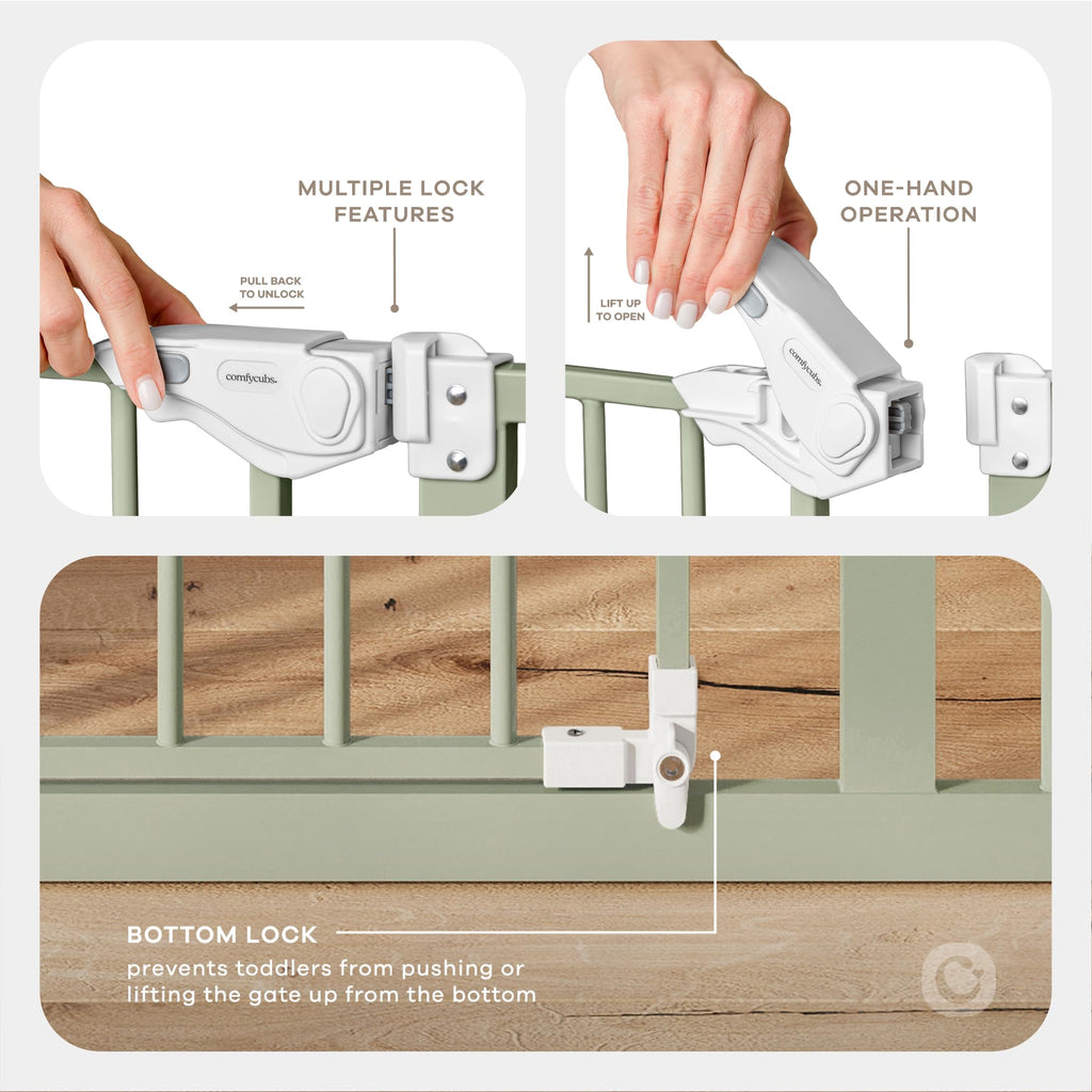 Baby Safety Gate Adjustable 42"x1.9"x30" Sage Pet Gate