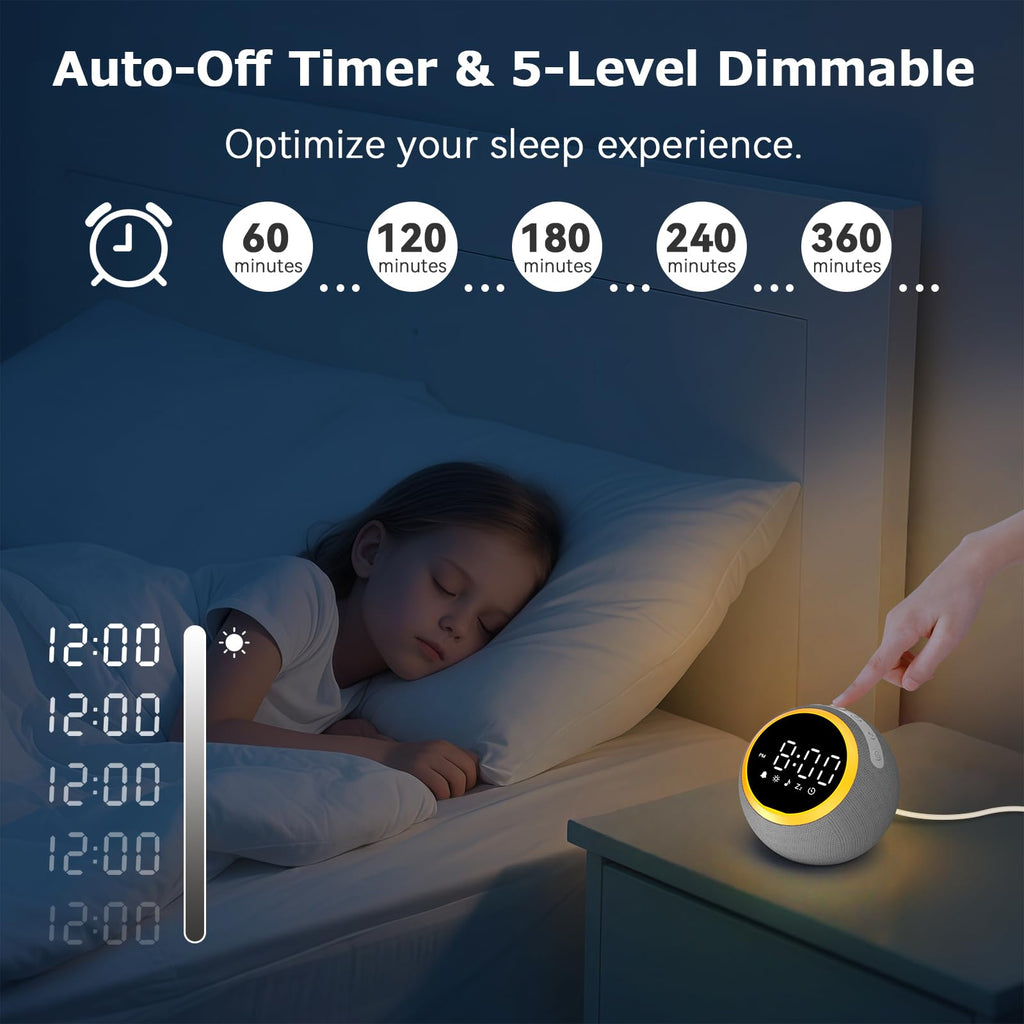 Sound Machine Alarm Clock for Sleep: Digital Alarm Clocks, 25, 7 Gentle Wake-up Sounds, 16 Adjustable Volume &