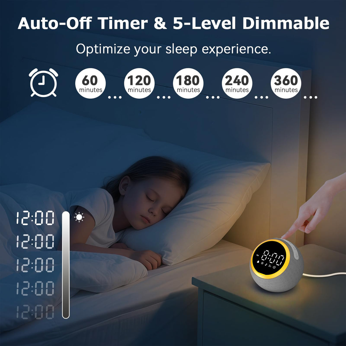 Sound Machine Alarm Clock for Sleep: Digital Alarm Clocks, 25, 7 Gentle Wake-up Sounds, 16 Adjustable Volume &