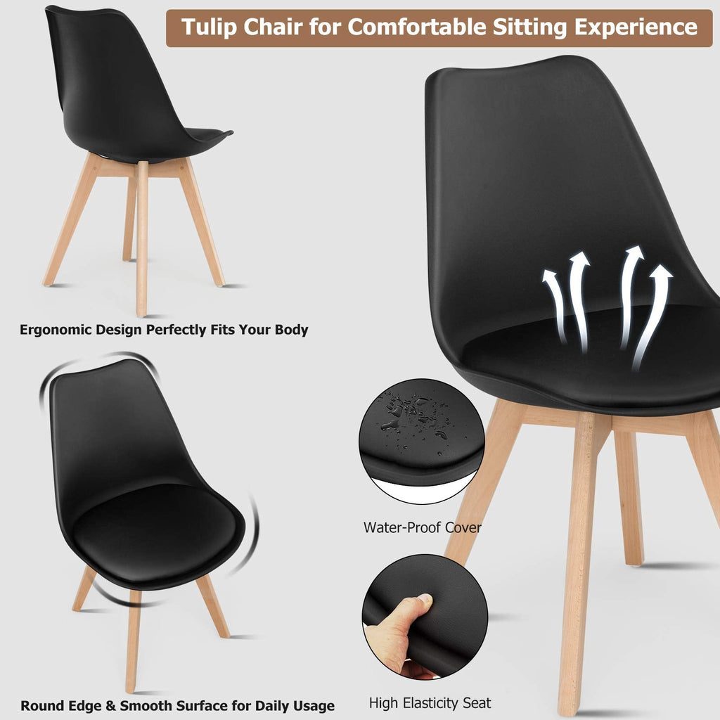 Inspired Saarinen Style Set of 4 Modern Dining Chairs, High Backrest Kitchen Chairs, Elegant Mid Century Side Chairs w/Padded Seat, Solid